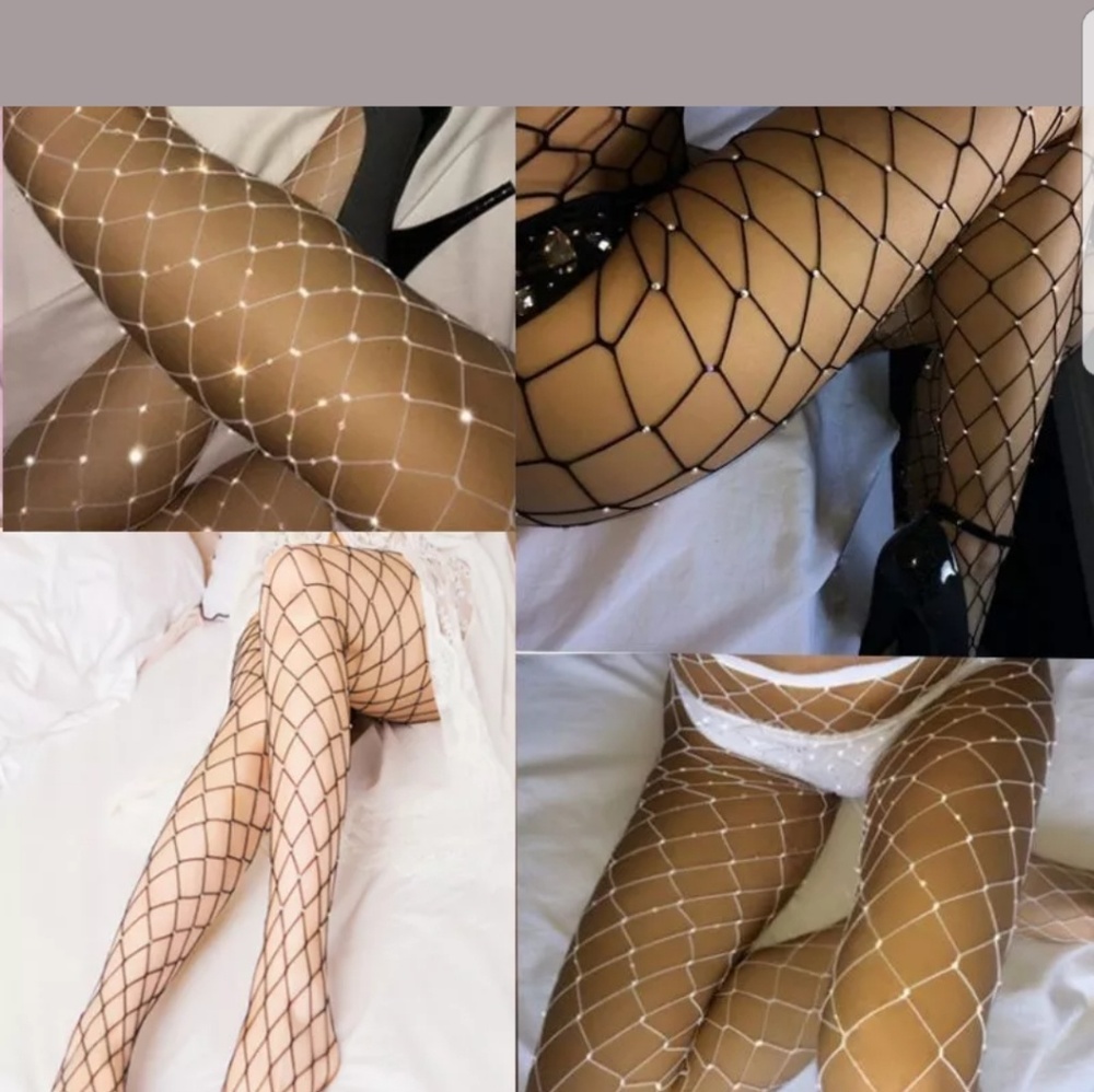 Ladies Black fishnet sparkle stockings